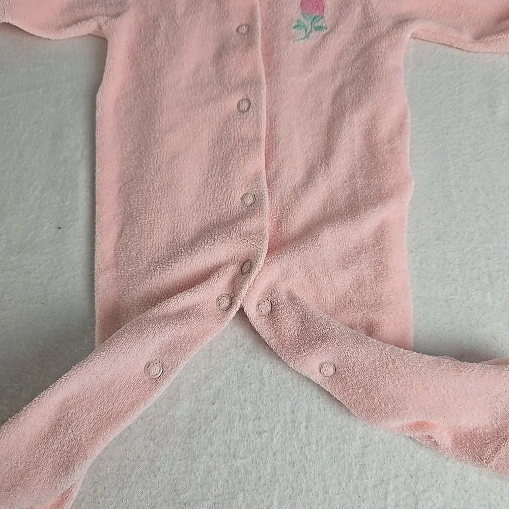 Vintage Carter's Pink Rose One Piece Footed Outfit 3 Months‎ Terrycloth